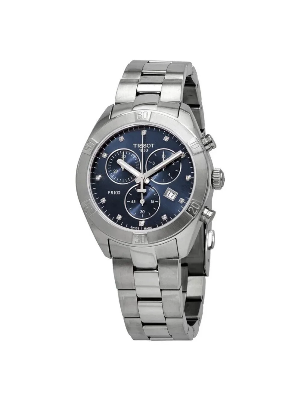 NWT Tissot T-Classic Chronograph Diamond Blue Dial Ladies Watch
